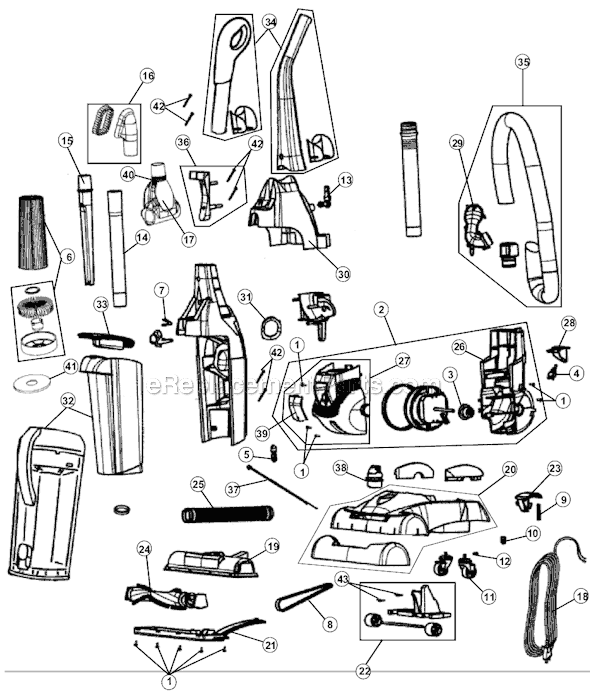 Page A Diagram and Parts List for M088915V  Dirt Devil Upright Vacuum